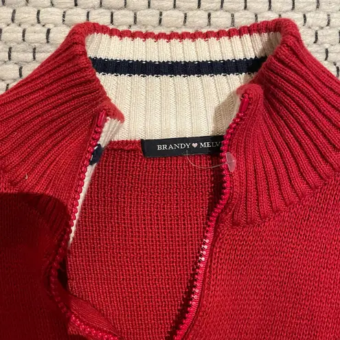 Brandy Melville NWOT  Red Aurora Cropped Q Zip Sweater