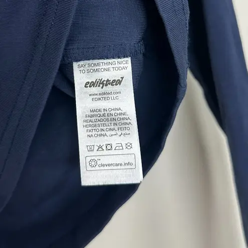 Edikted Mora Lace Trim Ribbed T-Shirt in Navy Size Small