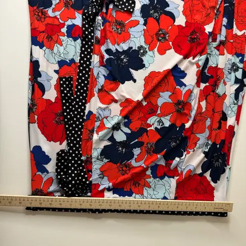 Westport Woman Floral Polka Dot Midi Skirt Size 2X Tie Waist Bloomcore Stretch