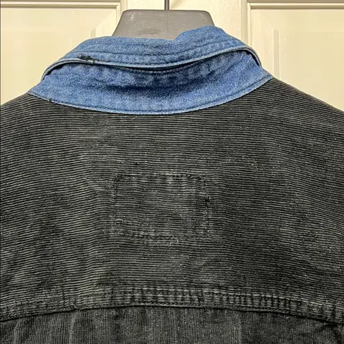 D'Mode Classix Y2K Black Corduroy Shacket w/ Denim Accents