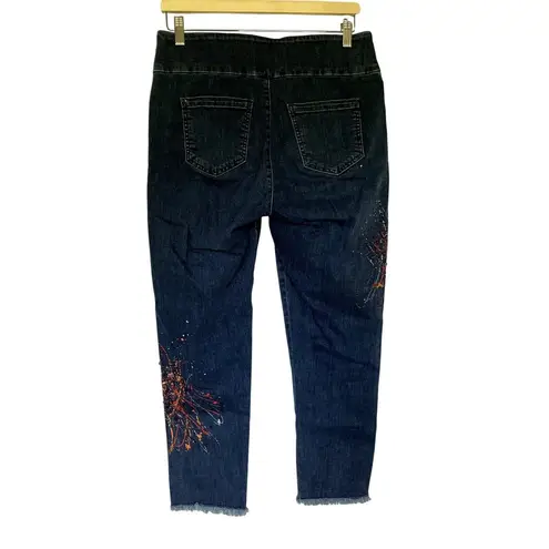 Lisette montreal jeans women's size 10 embroidered paint rock detail painted Blue