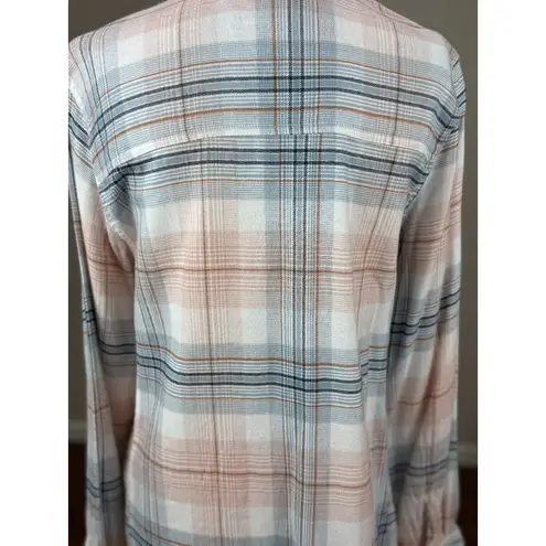 C&C California Plaid Button Up Flannel Long Sleeve Womens M Shirt Soft Rayon Top