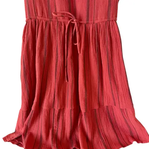 Sundance Women's Adley Sea Coral Gauze Cotton Sleeveless Dress SZ S Red