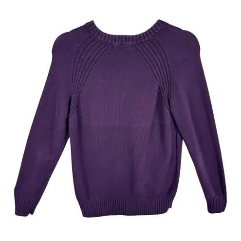 Jeanne pierre 100% Cotton Purple Long Sleeve Tight Knit Pullover Sweater Size M