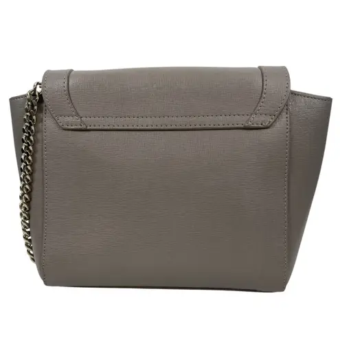 Furla Ginevra Leather Mini Crossbody Bag Sabbia Beige Gray Gold Chain