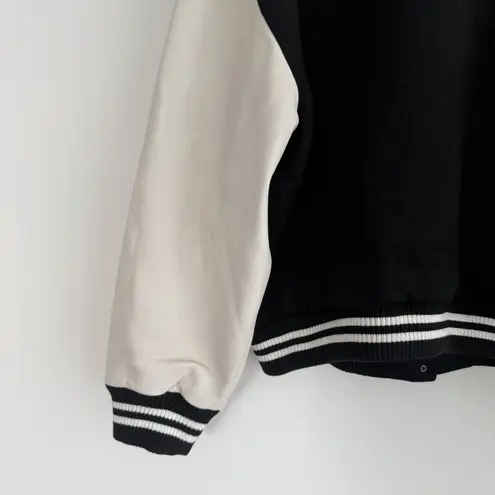 Beverly Hills x Revolve Varsity Jacket Womens XL Leather Bomber Letterman Patch White