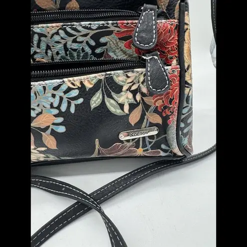 Koltov Crossbody Bag Purse Zippered Floral Adjustable Strap Pockets Medium Sized