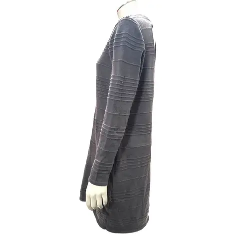Allison Brittney Small Gray Textured Knit Long Sleeve Dress Soft Glam Open Back