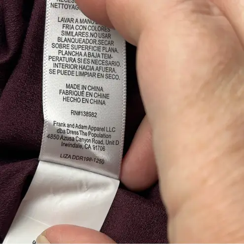 Dress the Population Maroon Port Liza Cape Sleeve Sequin Mini Dress Medium NEW