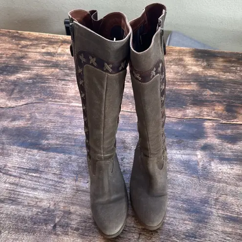 BORN Albi Tall Knee High Ridding Leather Boots size 7.5 38.5 Brown