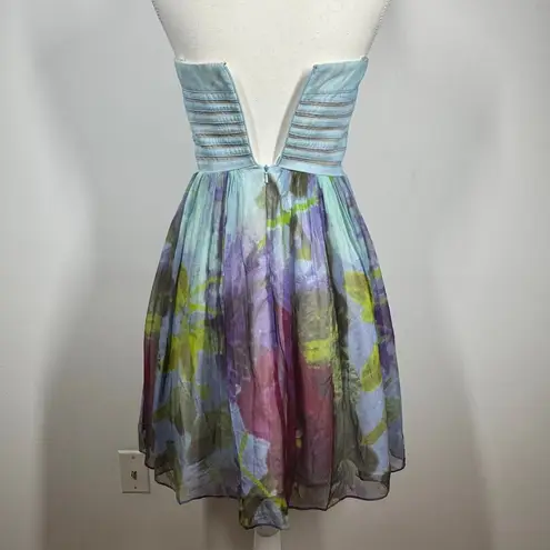 Aidan Mattox Mini Dress Women 0 Corset Silk Floral Fit&Flare Cocktail Fairy Y2K