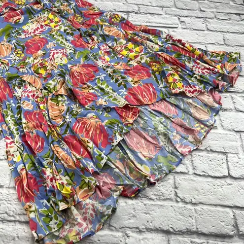 Matilda Jane  Skirt Womens Large High Low floral Maxi Tie Waist Pink Blue