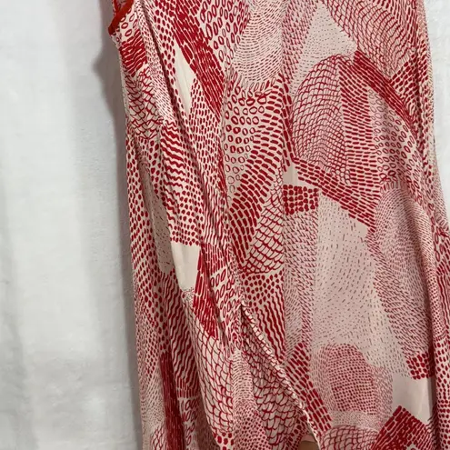 Pure DKNY Small Maxi Dress Sleeveless Abstract Red Flowy Beach Summer Coverup