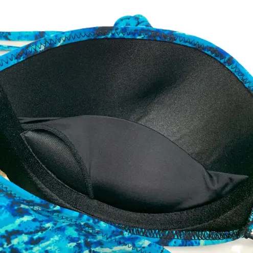 Gideon Oberson Blue Halter Bandeau Bikini with Top Strap Detail Size undefined