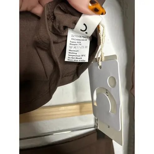 Commense Brown Asymmetrical Cropped Long Sleeve Top & Maxi Skirt Set XS NWT