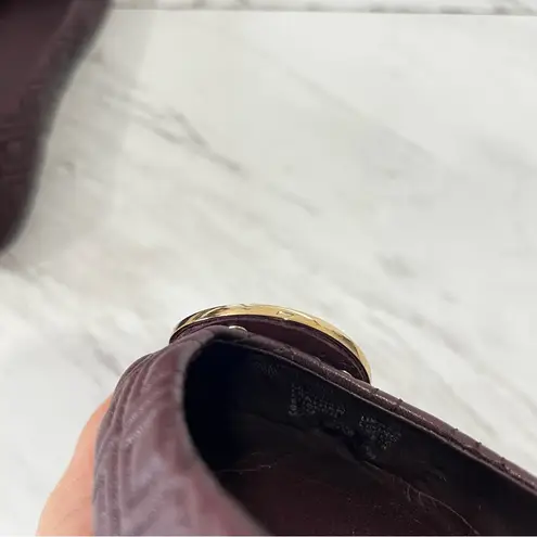 Tory Burch  Size 6.5 Quilted Minnie Travel Ballet Leather Shoes Burgundy Maroon - Image 6