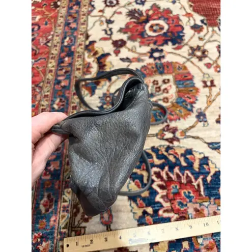 Arza New York Distressed Leather Crossbody Bag Blue Gray Boho Minimalist