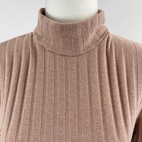 Floret Studios New Twist Open Back Long Sleeve Ribbed Sweater Dress Mocha