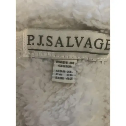 PJ Salvage Coat Womens XL White Faux Fur Sherpa Fleece Button Front Long Cozy