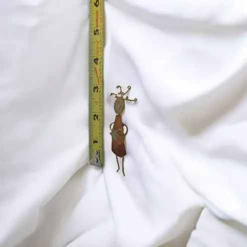 Vintage Copper Brooch With Unique Heart and Star Patterns Orange