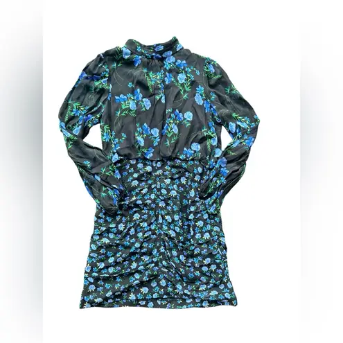 Shoshanna Kiana Mixed Floral Mini Dress Blue Black Size 4P