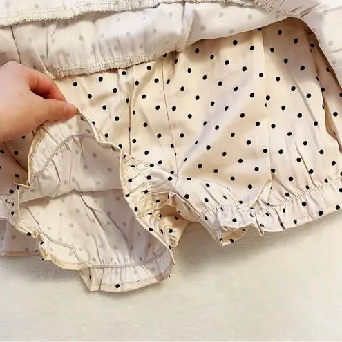 Japanese Kawaii Style Beige Polka Dot Layered Tiered Mini Skirt Black