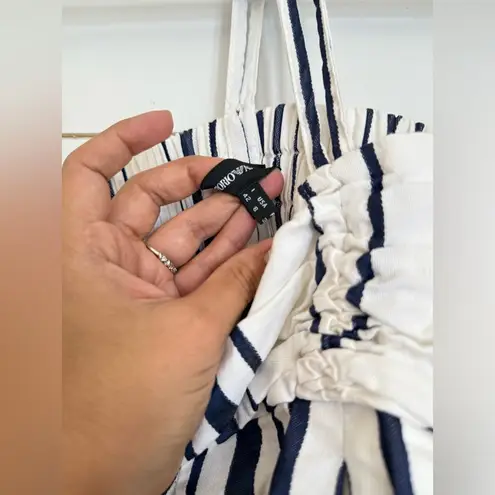 Emporio Armani Babydoll Striped Strappy Summer Dress White Navy