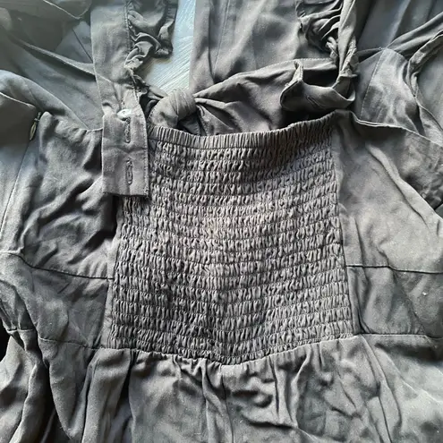 LSPACE Pasadena Large Black Ruffle Adjustable Sleeve Pantsuit Jumpsuit Ankle