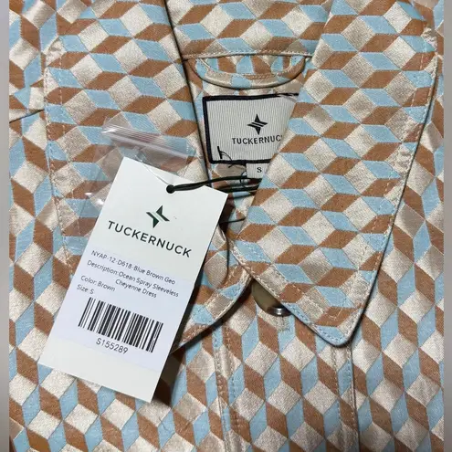 Tuckernuck Ocean Spray Cheyenne Dress Size XXL NWT Geo Print Belted Midi Blue