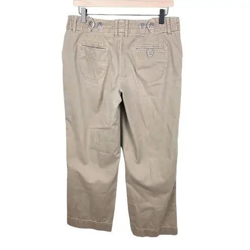 L.A. Blues Vintage Y2K Low Rise Floral Button Tan Pants Bootcut Flare Leg 10P