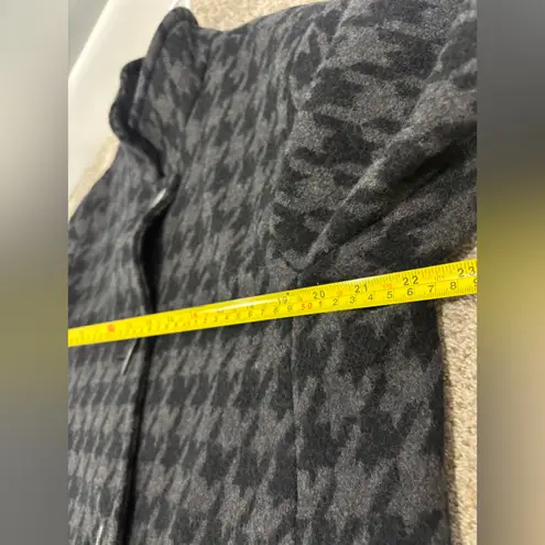 Cinzia Rocca Due Womens Wool Pea Coat Toggle Up Houndstooth Gray Black US 10