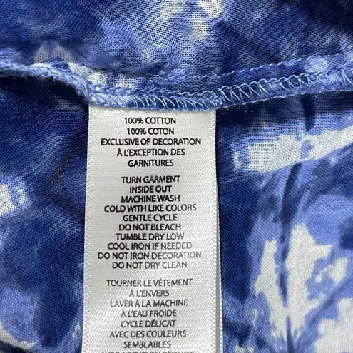 New Beach Lunch Lounge Penelope Top Blouse Blue White Size XL Long Sleeve