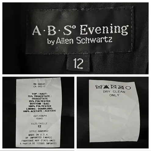 ABS Allen Schwartz Vintage 90s ABS Black Midi Cocktail Dress Beaded. M/L. Party Retro Prom Deep V - Image 12