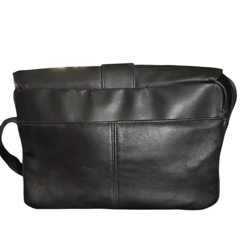 Jaclyn Smith Black Leather Crossbody Shoulder Bag Flap Buckle Closure