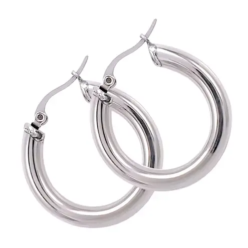 Boutique Large Tubular 18k White Gold Filled Hoop Earrings, 30mm