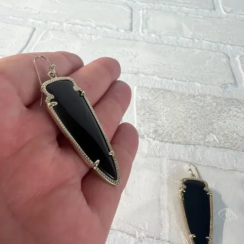 Kendra Scott ‎ Skylar Earrings Gold Arrowhead Blue Iridescent Reversible Black