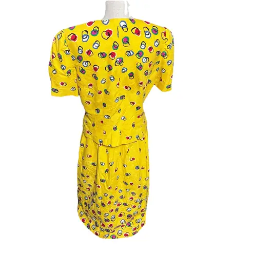 VTG Anne Crimmins for UMI Women's Suit Skirt & Jacket Yellow polka dot sz 12