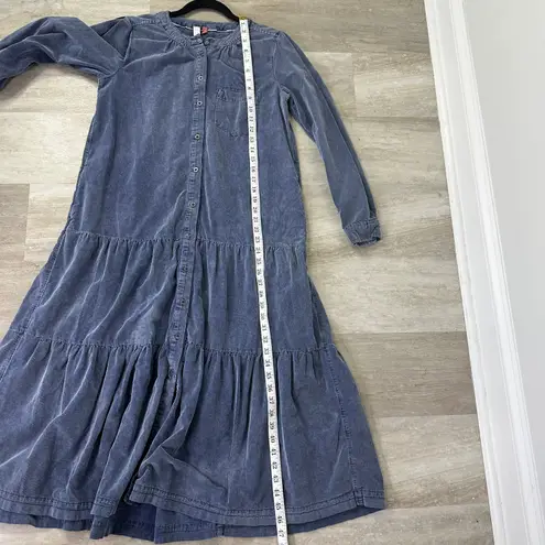Pilcro Anthropologie’s Marta Tiered Corduroy MIDI Dress Blue Size XS