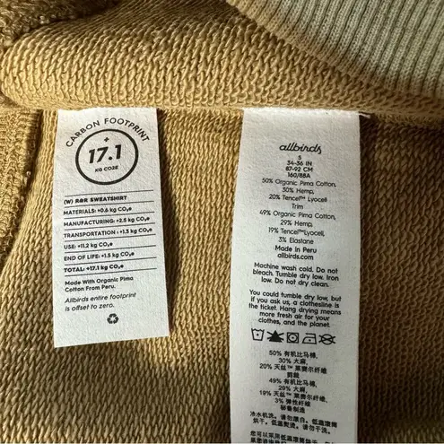 Allbirds NWT Women Size S R&R Hazy Beige Crew Terry Sweatshirt Hemp Cotton Gym