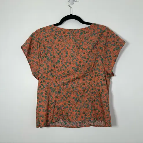 Madewell  Amari Twist Detail Floral Blouse Sunset Haze Size 10