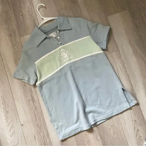 St. John Polo Shirt french terry thick sweat womens Blue (xsmall) pastel vintage