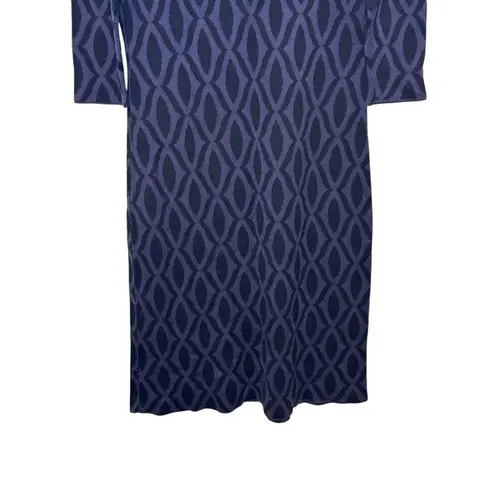 Boden Women's Sweater Dress Geometric Knee Length 3/4 Sleeve Purple/Black Sz. 8L Purple