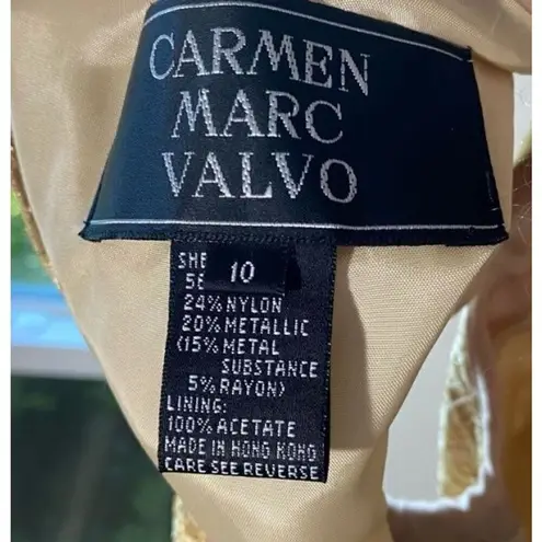 Carmen Marc Valvo Vintage Gold Lace Sheath Dress Size 10 Knee Length Formal