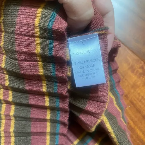 Polagram Pleated Striped Maroon midi skirt size Large