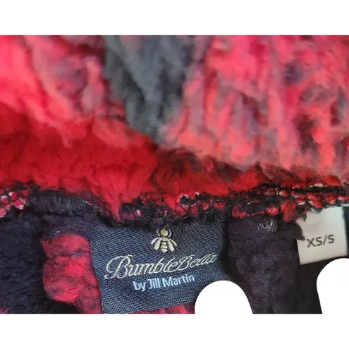 BumbleBella By Jill Martin Sherpa Shawl Collar Button Lounger Buffalo Plaid XS/S