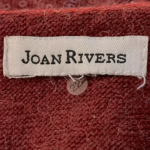 Joan Rivers Cranberry Sequined Cardigan Sweater Plus Size 22 Holiday Shimmer Red - Image 8