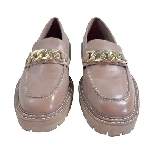 Bermuda Marks & Spencer M&S collection 
Leather Chain Detail Block Heel Loafers