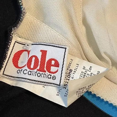 Vintage 70s Cole of California Bathing Suit Black Striped Mod MCM Movie Prop Size 6