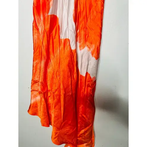 ALLSAINTS Orange Satin Silk Blend Scoop Neck Alexia Marinana Dress Size 10