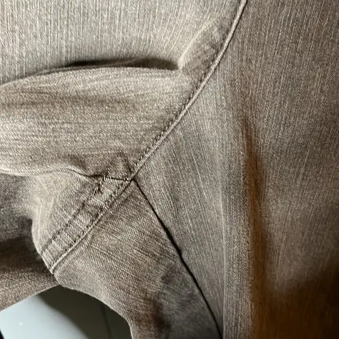 St. John Green Cargo Pants Straight Crop Jeans Cotton Stretch Size 14 High Rise